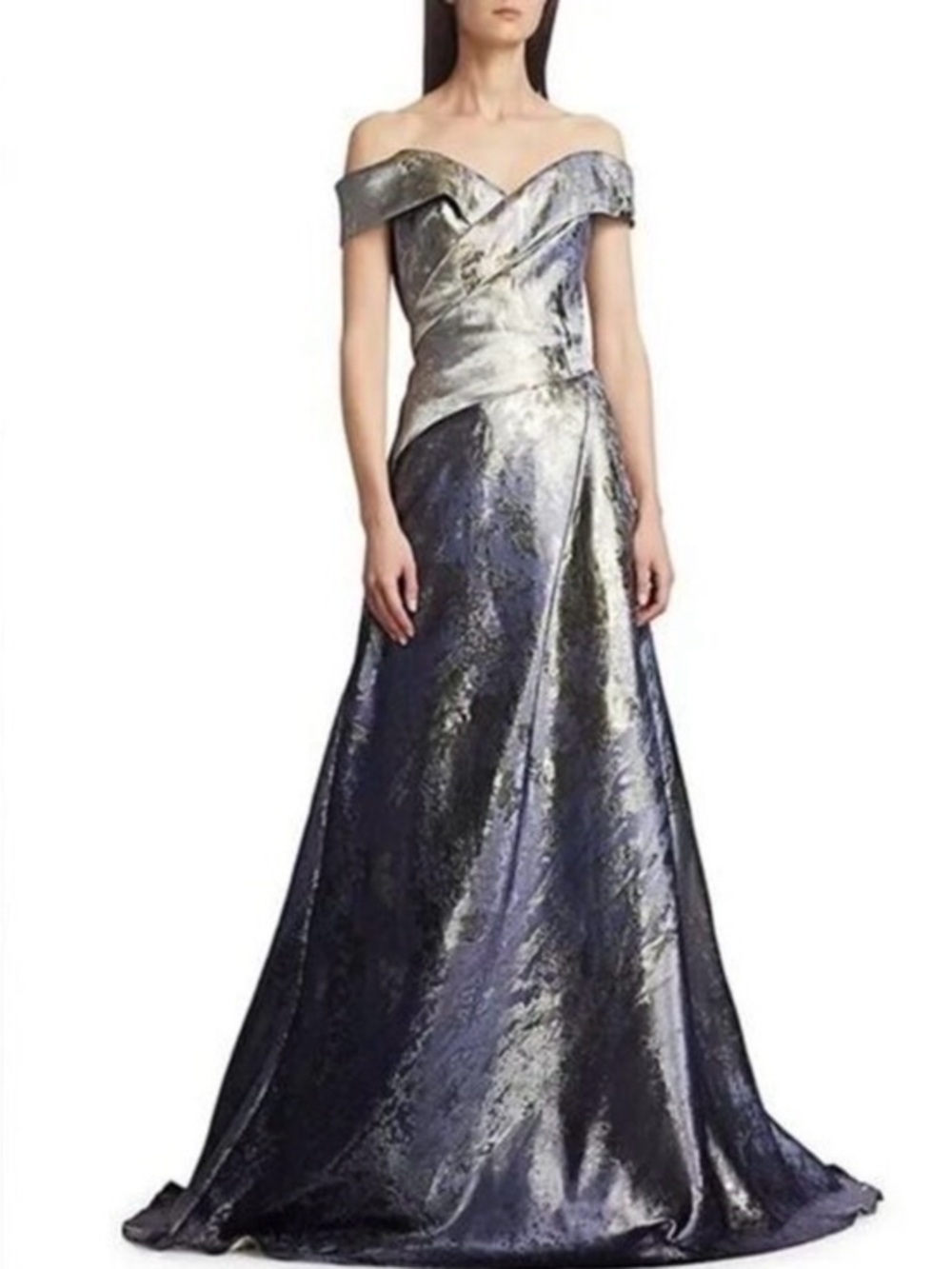 Rene Ruiz Collection Metallic Off-the-Shoulder Gown Size 8 NWT $1795